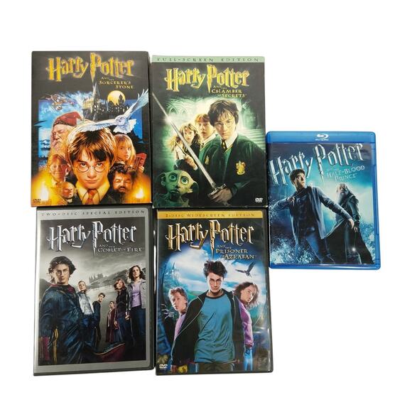 Harry Potter Series Lot Of 5 DVD + Blu Ray Movie Daniel Radcliffe Emma Watson - Picture 1 of 11